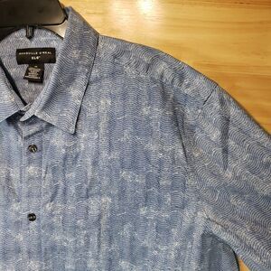 Shaquille O'Neal Men's 2XL Short Sleeve Button Up Shirt Blue Pattern Casual